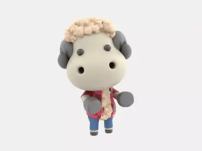 Cute Sheep 3D Illustration 3D model buy