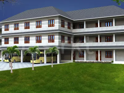 SCHOOL three story building 3D model