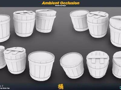 Ancient Chinese Barrel Low-poly 3D model