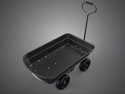 BLACK POLYPROPYLENE PP GARDEN DUMP CART UTILITY TROLLEY WAGON 4W 3D model