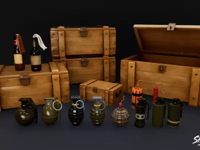 Explosive Pack Low-poly 3D model purchase