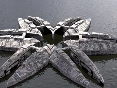 Sci-Fi dark Platforms Floating 3 3D model