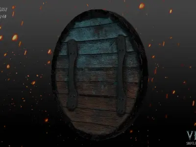 Viking Shield Blue  White - Lowpoly Low-poly 3D model