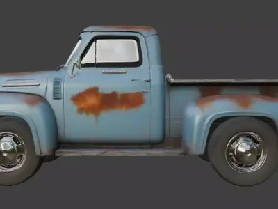 Vintage Rusty Pickup Truck 3D Model 3D model 13