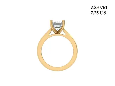 Emerald Solitaire Ring 3D print model 24