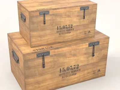 Wooden storage box Low-poly 3D model