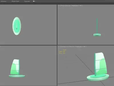 Cartoon green sailboat Low-poly 3D model