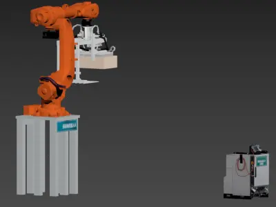 dismantling and palletizing robot workstation Low-poly 3D model