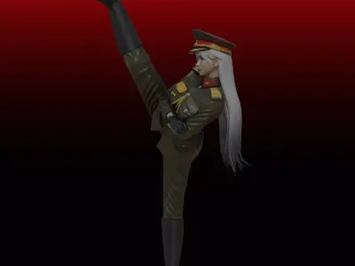 Military Woman in High-Kick Pose N3 3D print model