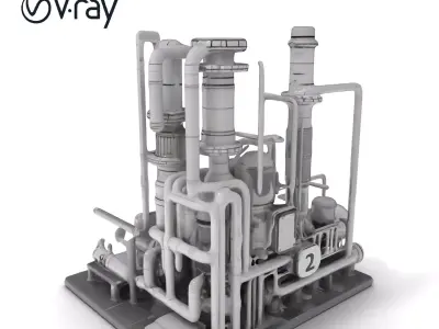 Industrial Chemical Plant Model Pack Low-poly 3D model