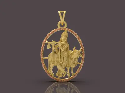 Lord Krishna Pendant - 0091 3D print model