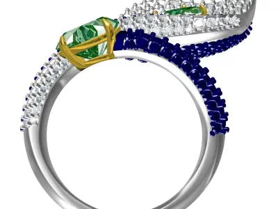 Antique Peacock Feather Cocktail Ring 3D print model