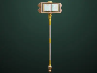 Battle Hammer 09 All PBR Textures Included Low-poly 3D model