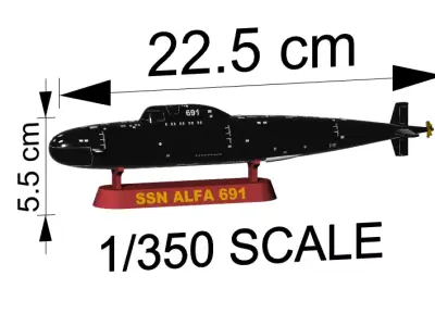 Alfa Class Submarine 1-350 High Quality  SSN ALFA 3D print model