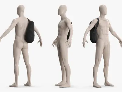 Ergonomic Padel Racket Sling Bag on Mannequin Black 3D model