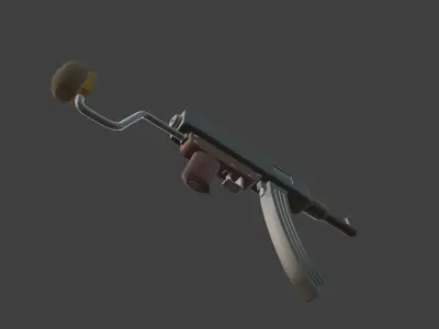homemade Kalashnikov assault rifle Low-poly 3D model