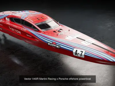 Vector V40R  offshore powerboat with 3 racing liveries 3D Model Pack purchase