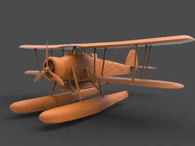 biplane orange 3D print model
