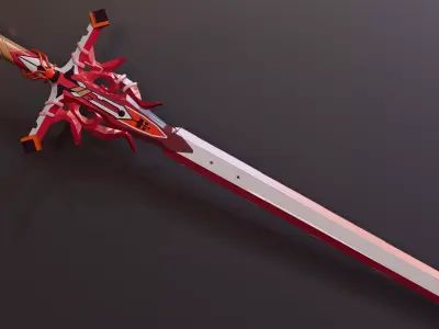 Fantasy sword Low-poly 3D model 13
