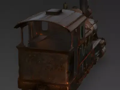 Realistic Full Rusted Steam Locomotive 3D Model Low-poly 3D model
