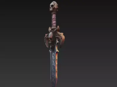 Skullbane Dreadfang - Cursed Necrotic Blade Low-poly 3D model