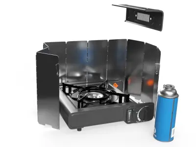 Butane Canister Replacement in Camping Stove Animated 3D model