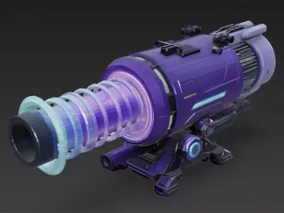 Purple Cyber Turret Low-poly 3D model