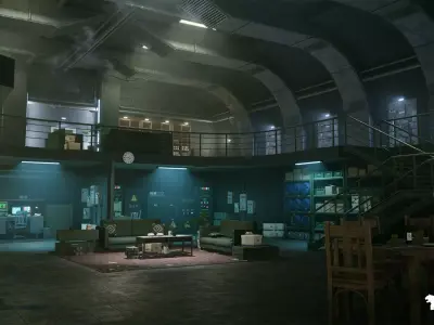 Cold War Underground Bunker Environment Low-poly 3D model purchase