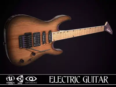 Electric Guitar Jackson Dinky Cherry Low-poly 3D model