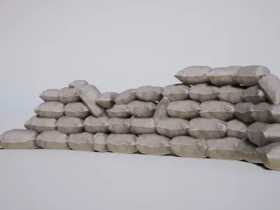 Military Sandbags Low-poly 3D model purchase