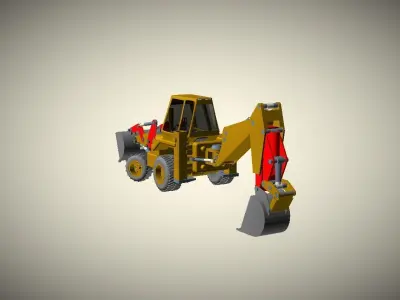 CAT JCB bachoe loader Low-poly 3D model