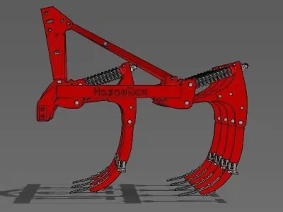 Cultivator tractor plough Low-poly 3D model