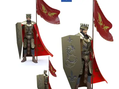 King  Arthur Low-poly 3D model