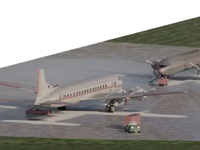 Douglas DC-6B 1950s and Convair CV-240 3D model