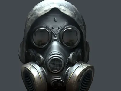 Gas mask helmet 3d model military combat Low-poly  Low-poly 3D model 6