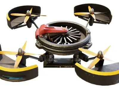 Cyberpunk style Drone with 8K UDIM Low-poly 3D model