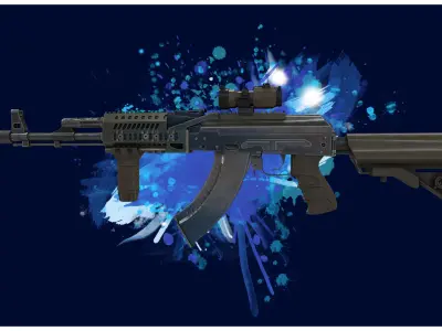 RIFLE 1 - AK47 Tactical Assault Rifle - 4K Game Ready Low-poly 3D model