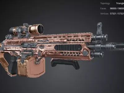 Chrome Rifle 3D model purchase
