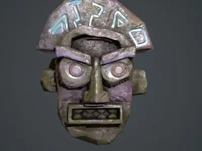 Aztec head Low-poly 3D model