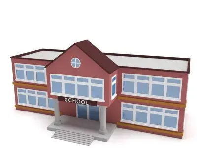 3D Low Poly School Building Low-poly 3D model