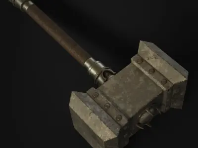 Medieval Hammer Low-poly 3D model
