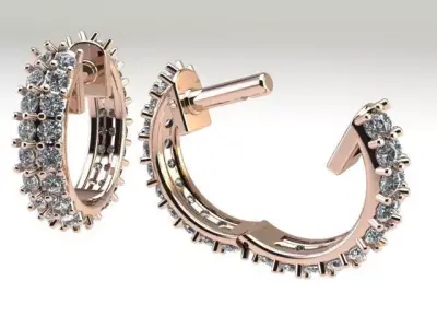 Dainty Double Row Diamond Infinity Hoops 3D print model