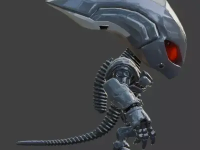 Stylized Chibi Warrior Robot 3D Model Low-poly 3D model