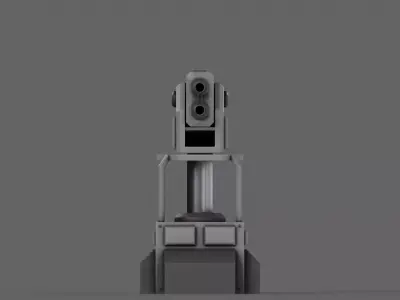 PBR Turret Gun 02 Grey Low-poly 3D model