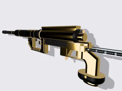 Gold and Carbon Sniper Gun CheyTac M200 Version 3D model