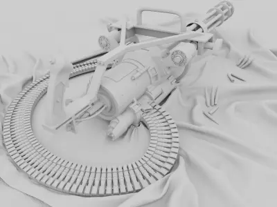 M134 Minigun Low-poly 3D model