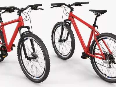 Sport Hardtail Mountain Bicycle Red Black 3D model