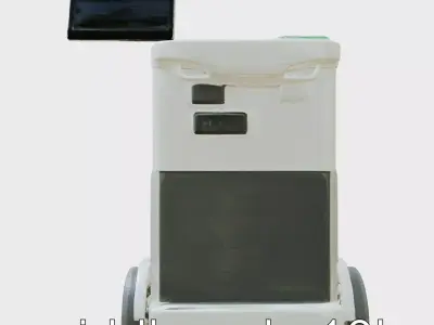Mobile Medical Cart with High-Resolution Pivoting Screen Low-poly 3D model