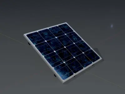 Solar module version 3 2x2m tilt angle 30 degrees without stand Low-poly 3D model