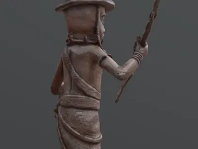 Benin Warrior - General Asoro Low-poly 3D model